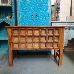 Handmade Carved Solid Hard Wood Console Table With Iron Fittings