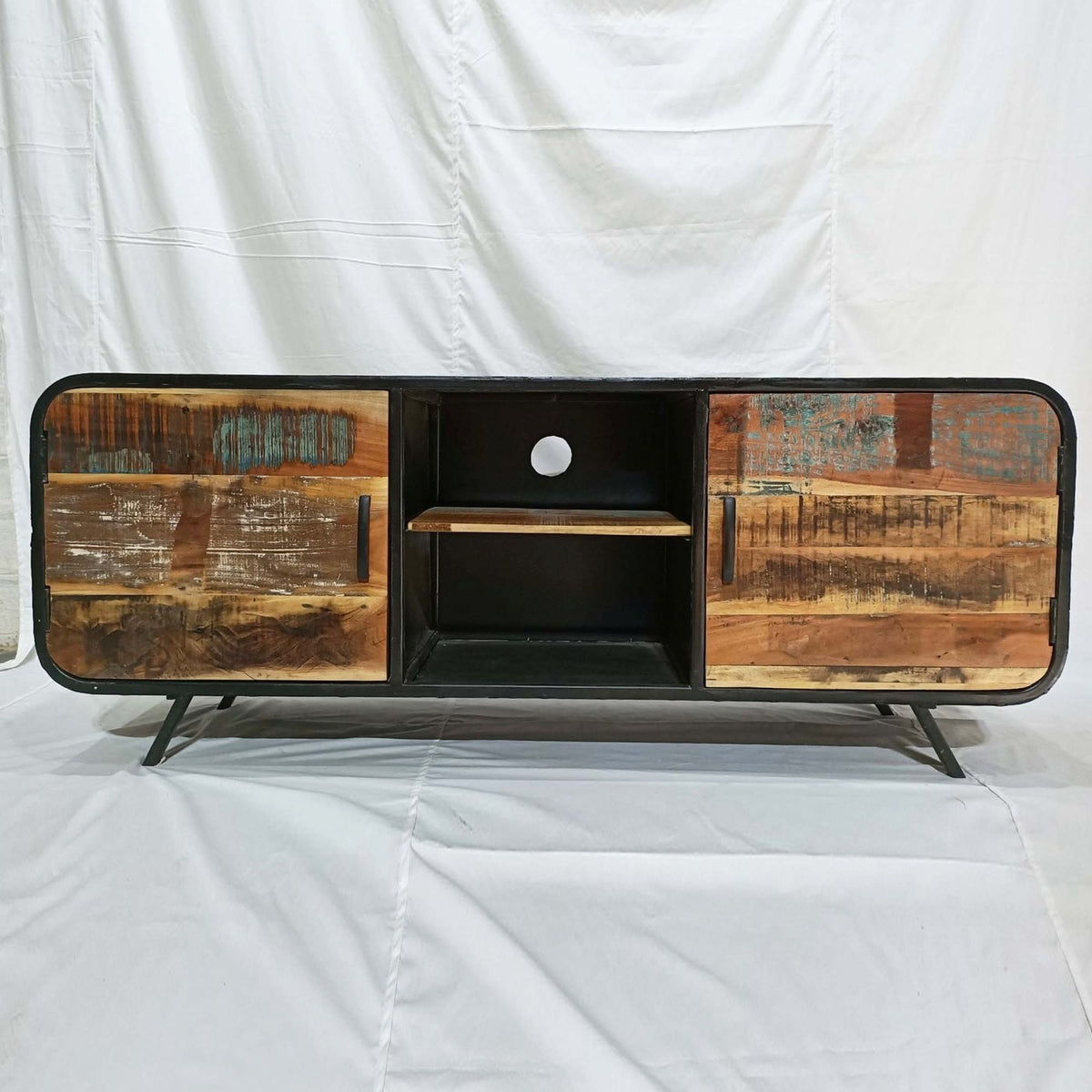 Miller Industrial Reclaimed Wood Boat Timber TV Unit Large Plasma Stand 1.6m