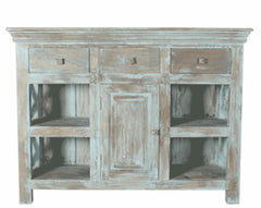 Contemporary X design solid wood Sideboard Rustic Blue