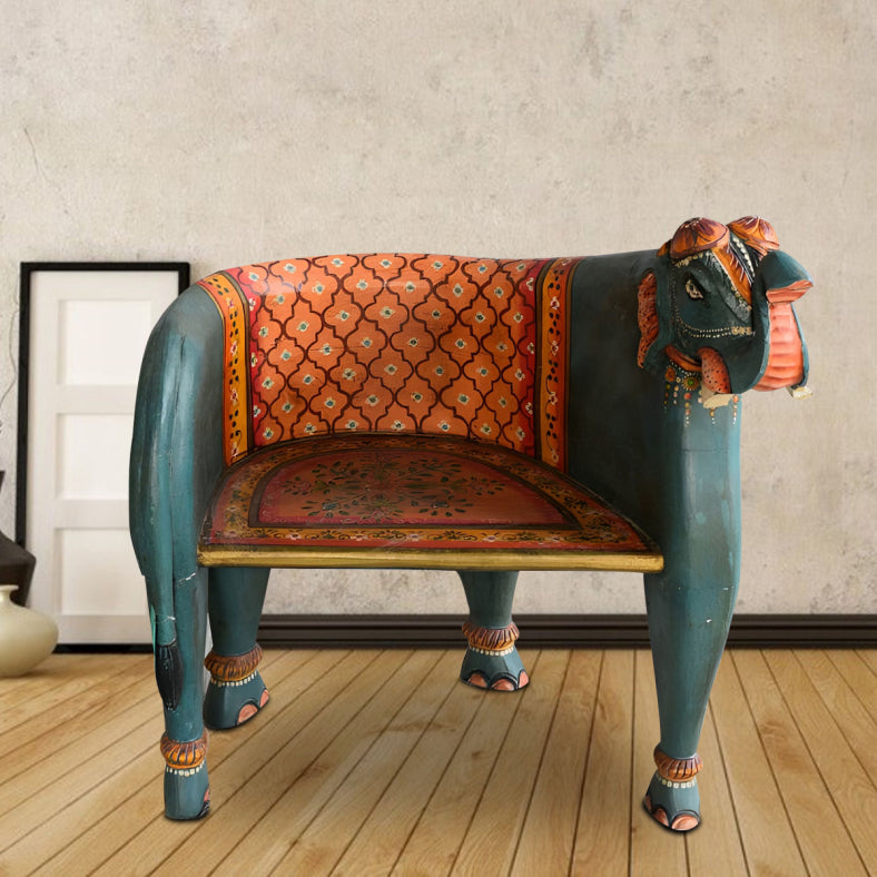 Indian Hand Painted Solid Wood Handmade Chair 21