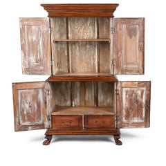 Antique Indian Hand Carved Solid Wood Almirah Cabinet Wardrobe 01