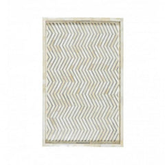 Maaya Bone Inlay Serving Tray - Zigzag Pattern Grey 49x39x5cm