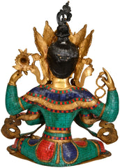 Indian Buddha Tibetan Buddhist Buddha In Brass Statue With Inlay Work
