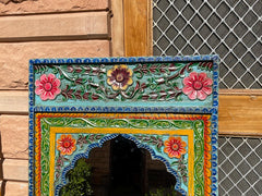 Indian Hand Carved Painted Solid Wood Mirror Frame 120