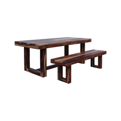 Galveston Rustic Solid Wood 6-Piece Dining Table Chair Set with Bench