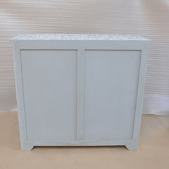 Bone Inlay Floral Pattern Cabinet Grey