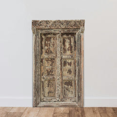 Indian Vintage Antique Hand Carved Solid Wood Door 72