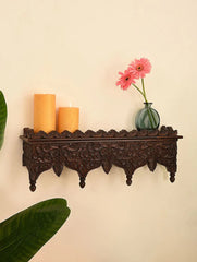 Handmade Home Decor Carved Mango Wood Wall Shelf 01