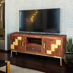 Kraft Bazaar Indian Solid Wood Hand Carved TV Unit Stand B31