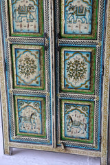 Avani Indian Hand Painted Solid Wood Cabinet Wardrobe Multicolor D65