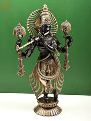 Indian Lord Krishna Playing Flute Brass Statue