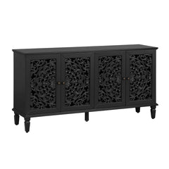 Dynasty Hand Carved Floral Carving Solid Wood 4 Door Sideboard A8