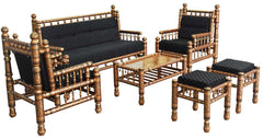 Heritage Indian Hand Carved Painted 6 pcs Sofa & Chair Set