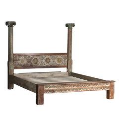 Indian Hand Carved Solid Wood Bed Frame King Size 142