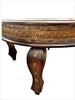 Indian Antique Hand Carved Solid Wood With Brass Work Coffee Table C131