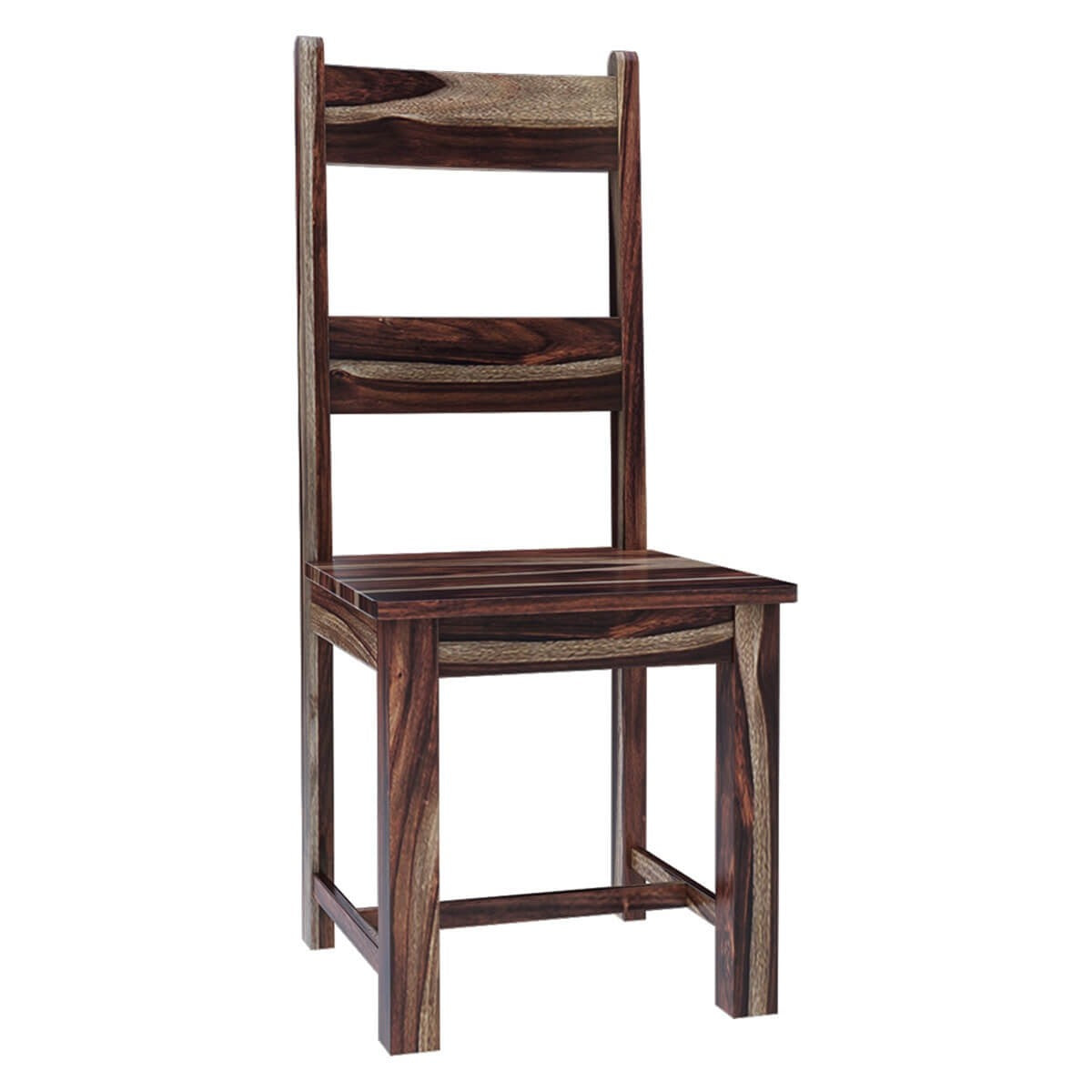 Modern Rustic Solid Wood Ladder Back Dining Chair Chocolate