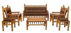 Heritage Indian Hand Carved Painted 6 pcs Sofa & Chair Set