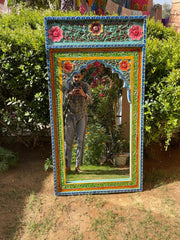 Indian Hand Carved Painted Solid Wood Mirror Frame 120