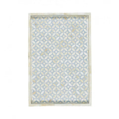 Maaya Bone Inlay Serving Tray - Geometric Design Blue 49x39x5cm