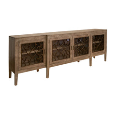 Indian Handmade Solid Wood Glass Doors Sideboard