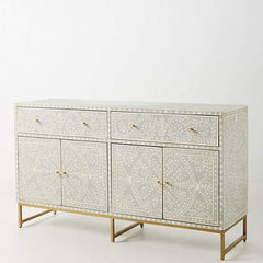 Maaya Bone Inlay Chest of Drawer sideboard White Floral