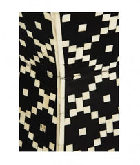 Maaya Bone Inlay Round drum Side Table Black Geometric