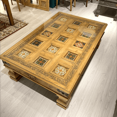 Mughal Hand Painted and Hand Carved Solid Wood Coffee Table C36