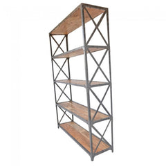 Angle Industrial French Style XL Bookshelf book stand Natural 135x40x180cm