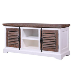 Shutter Indian Solid Wood Tv Unit Stand With Shutter Doors