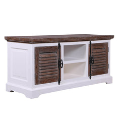 Shutter Indian Solid Wood Tv Unit Stand With Shutter Doors