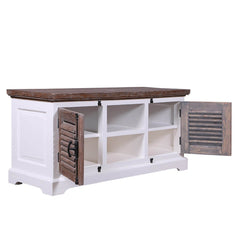 Shutter Indian Solid Wood Tv Unit Stand With Shutter Doors