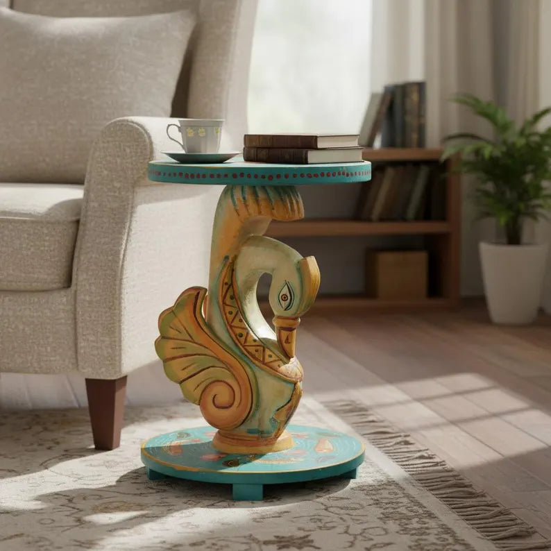 Hand Painted Solid Wood Duck Side Table 48