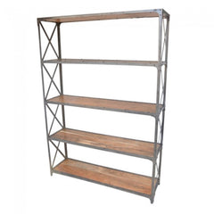 Angle Industrial French Style XL Bookshelf book stand Natural 135x40x180cm