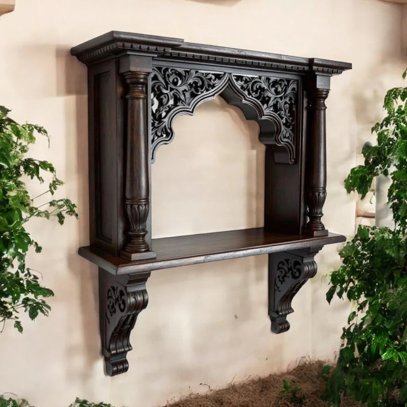 Jodhpur Hand Carved Archway Antique Style Wall Shelf 02