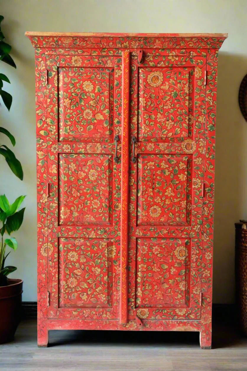 Avani Indian Hand Painted Solid Wood Cabinet Wardrobe D66