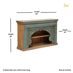 Mehrab Wooden Carved Entryway Console Table Green