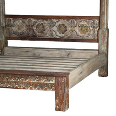Indian Hand Carved Solid Wood Bed Frame King Size 142