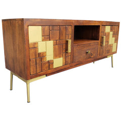 Kraft Bazaar Indian Solid Wood Hand Carved TV Unit Stand B31