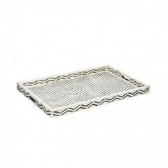 Maaya Bone Inlay Serving Tray - Zigzag Design Black 49x39x5cm