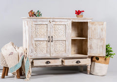 Indian Hand Carved Solid Wooden Sideboard