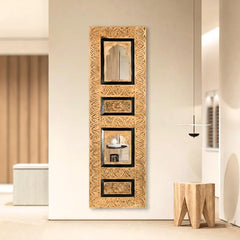 Hand Carved Solid Wood With Mirror Wall Hanging Panel 11