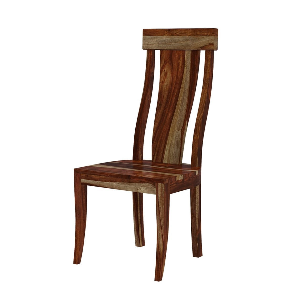 Handcrafted Single Slat Back Solid Wood Dining Chair Natural