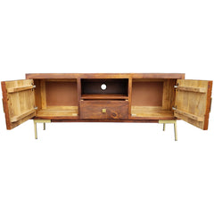 Kraft Bazaar Indian Solid Wood Hand Carved TV Unit Stand B31