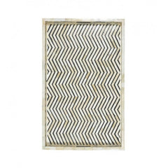 Maaya Bone Inlay Serving Tray - Zigzag Design Black 49x39x5cm