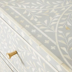 Maaya Bone Inlay Chest of Drawer sideboard White Floral