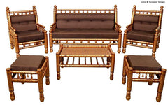 Heritage Indian Hand Carved Painted 6 pcs Sofa & Chair Set