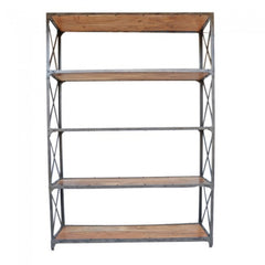 Angle Industrial French Style XL Bookshelf book stand Natural 135x40x180cm