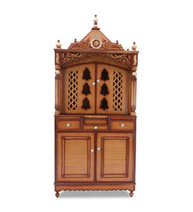 Large Sized Handmade Solid Wood Home Temple In Brown