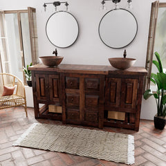 Indian Reclaimed Hand Carved Reclaimed Wood Bathroom Vanity D117