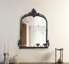 CORSICA Victorian Premium Metal Frame Arched Hand-Casted Mirror Black 90cm